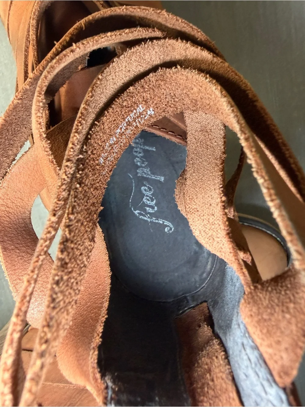 Free People Leather Strappy Heeled Sandals Women's Size 39 EU Made In Portugal - Picture 9 of 10